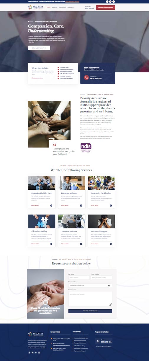 Priority Access Care Website Development